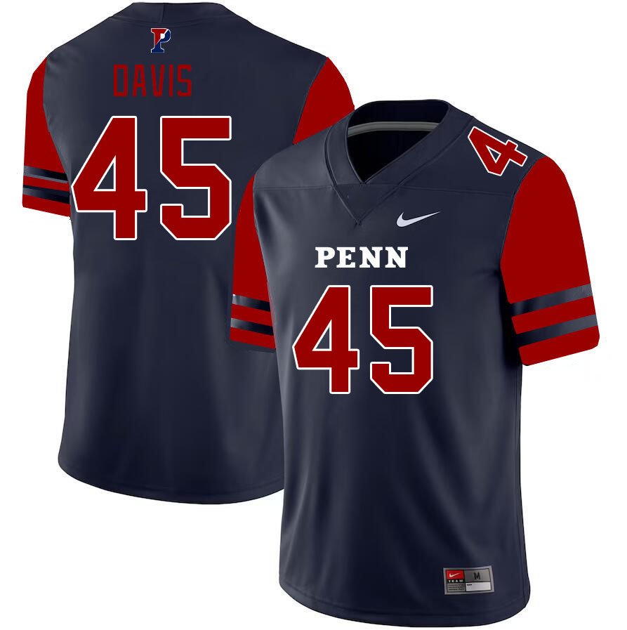 Men-Youth #45 Jake Davis Penn-Quakers 2023 College Football Jerseys Stitched-Blue